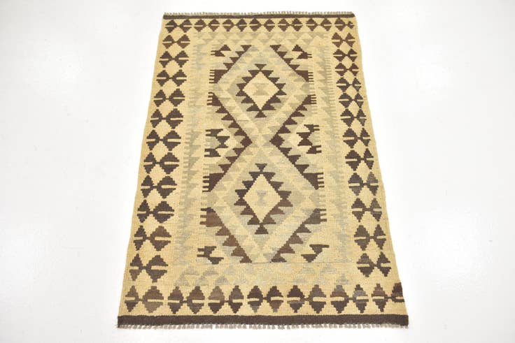 Detail image of 2' 9 x 4' Hand Woven Kilim Maymana Wool Rug