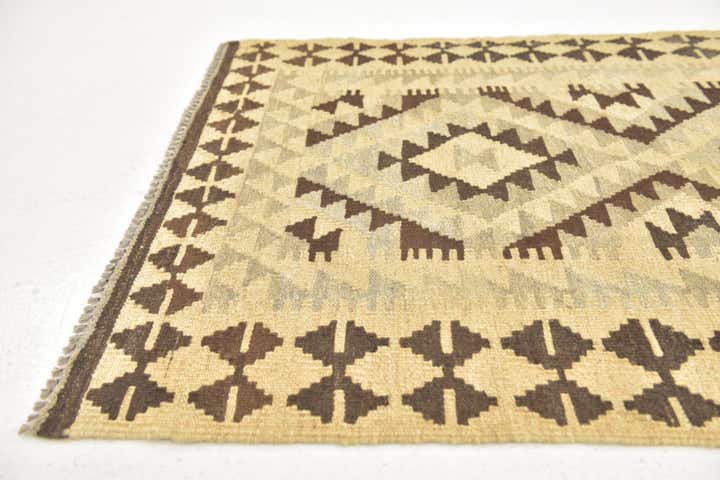 2' 9 x 4' Hand Woven Kilim Maymana Wool Rug