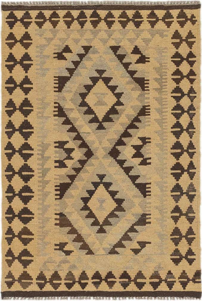 2' 9 x 4' Hand Woven Kilim Maymana Wool Rug