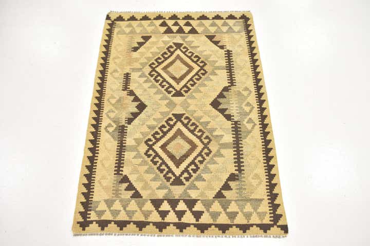2' 10 x 4' Hand Woven Kilim Maymana Wool Rug
