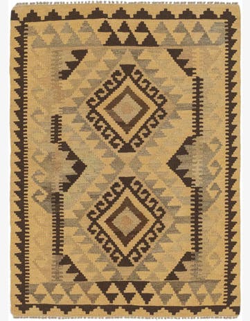 2' 10 x 4' Hand Woven Kilim Maymana Wool Rug