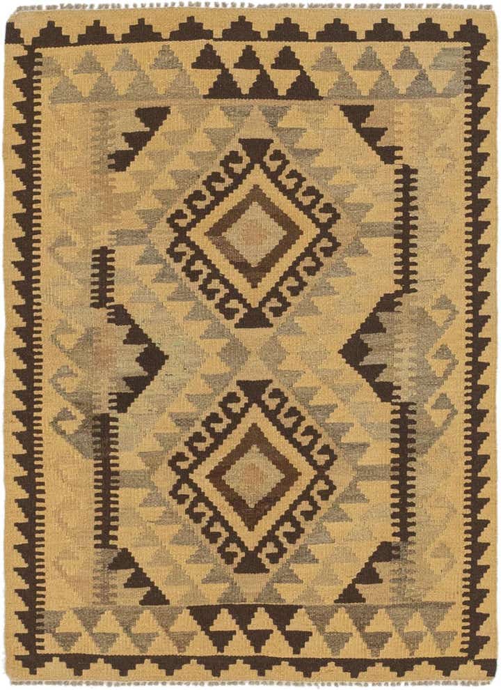 2' 10 x 4' Hand Woven Kilim Maymana Wool Rug