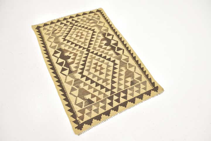2' 9 x 4' Hand Woven Kilim Maymana Wool Rug