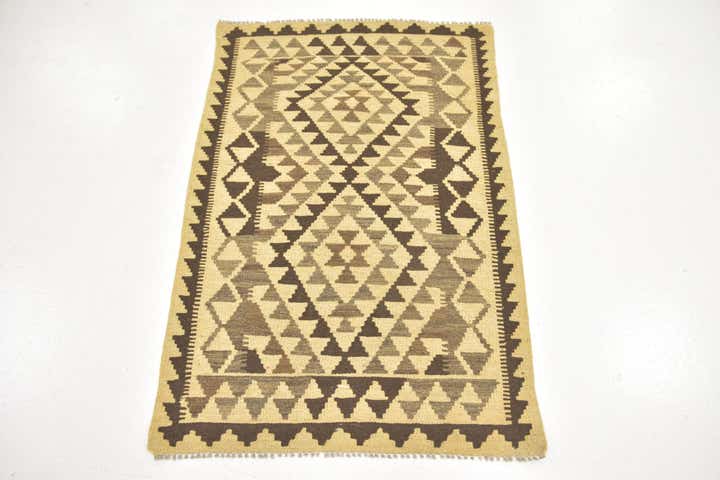2' 9 x 4' Hand Woven Kilim Maymana Wool Rug