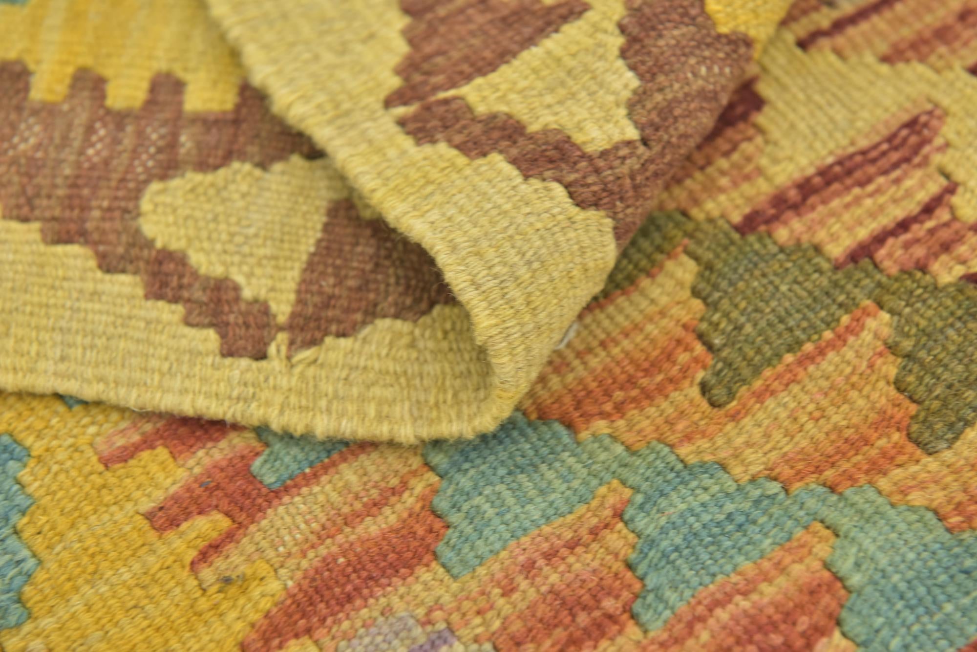 3' 2 x 5' 2 Hand Woven Kilim Maymana Wool Rug