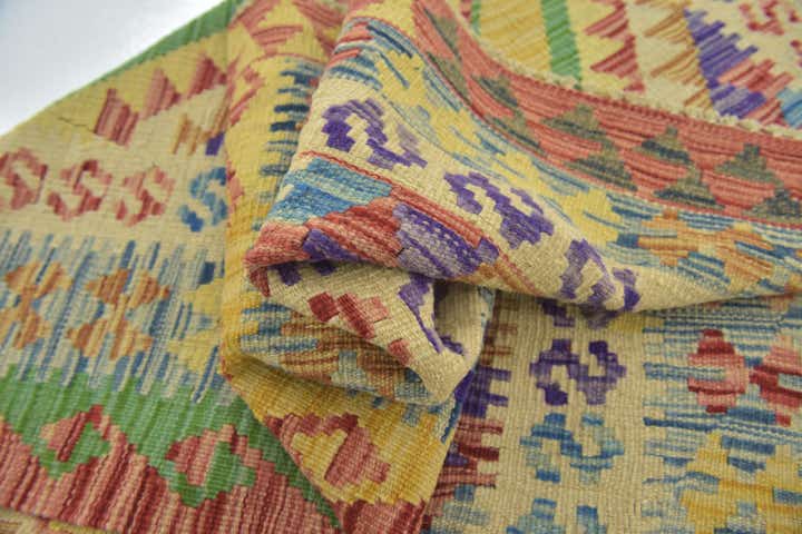 3' 5 x 4' 9 Hand Woven Kilim Maymana Wool Rug