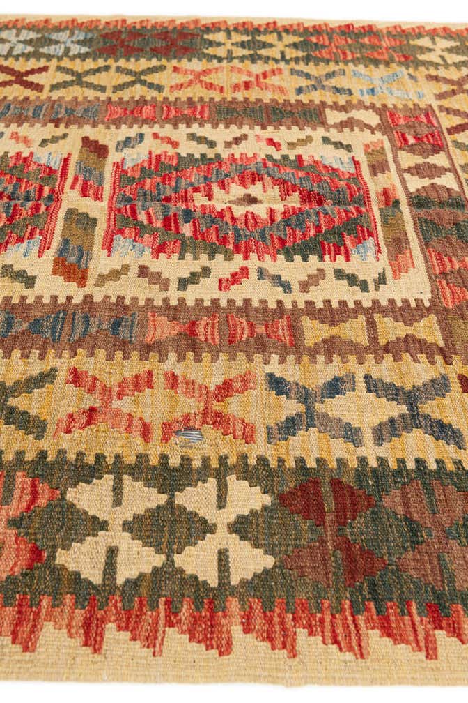 4' 6 x 6' 5 Hand Woven Kilim Maymana Wool Rug