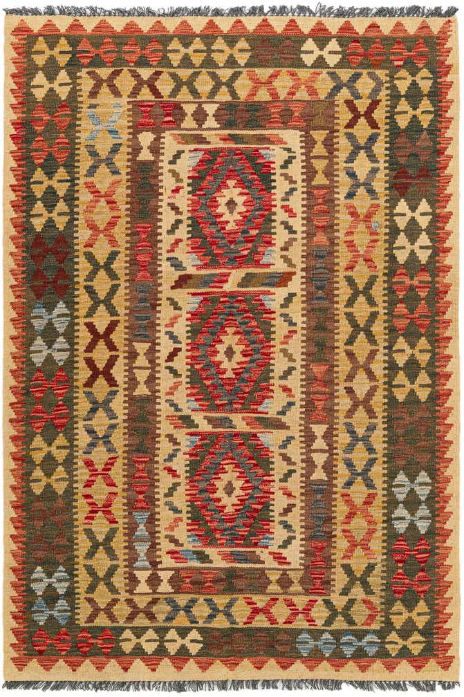 4' 6 x 6' 5 Hand Woven Kilim Maymana Wool Rug