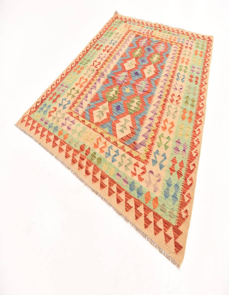 Detail image of 5' 2 x 6' 9  Hand Woven Kilim Maymana Wool Rug