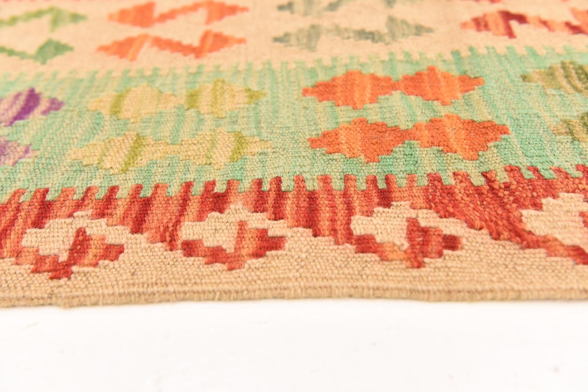 155cm x 205cm Tejido a mano Kilim Maymana Alfombra Lana