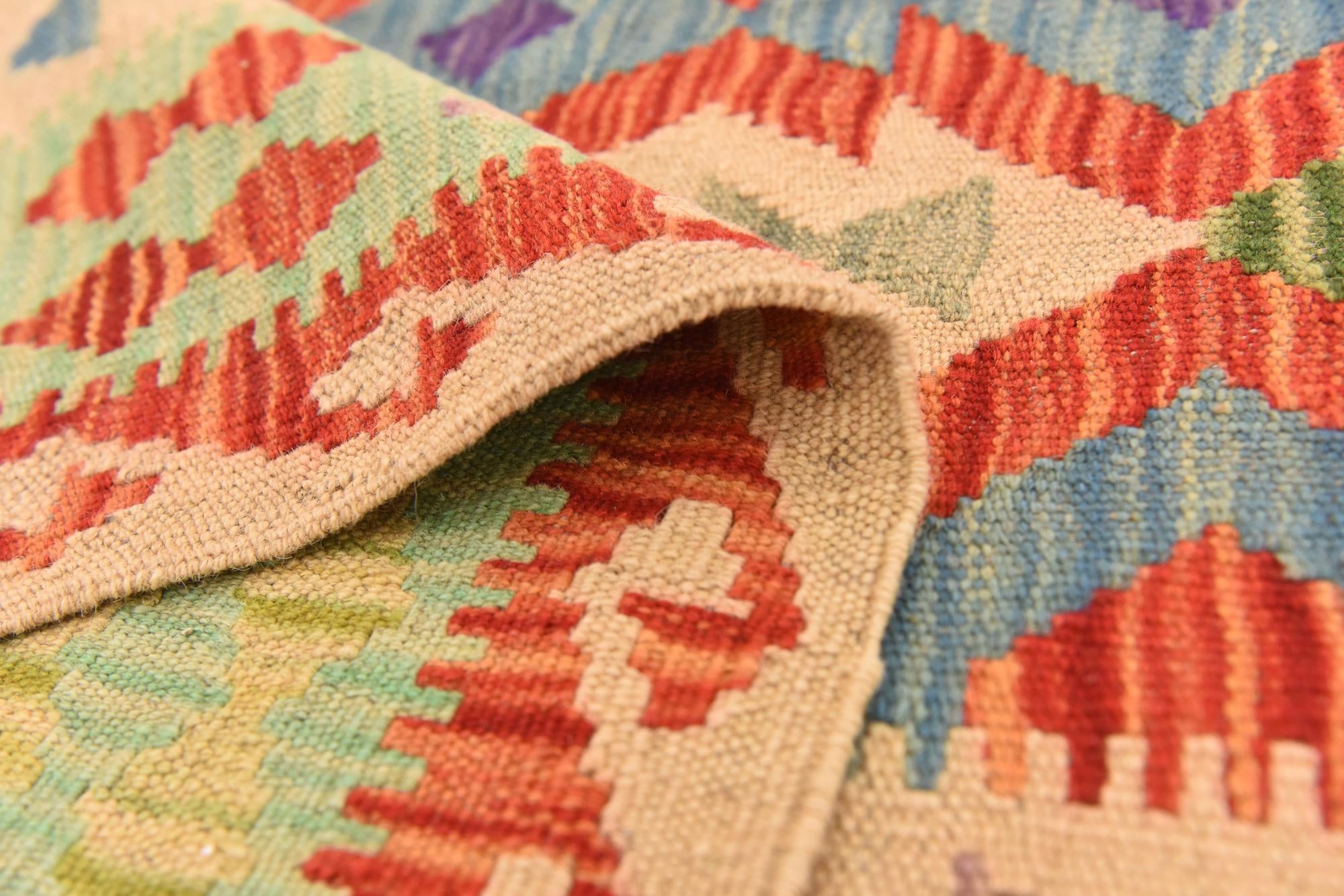 155cm x 205cm Tejido a mano Kilim Maymana Alfombra Lana