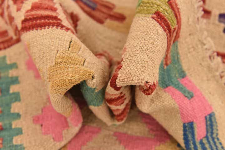 3' 11 x 5' 6 Hand Woven Kilim Maymana Wool Rug