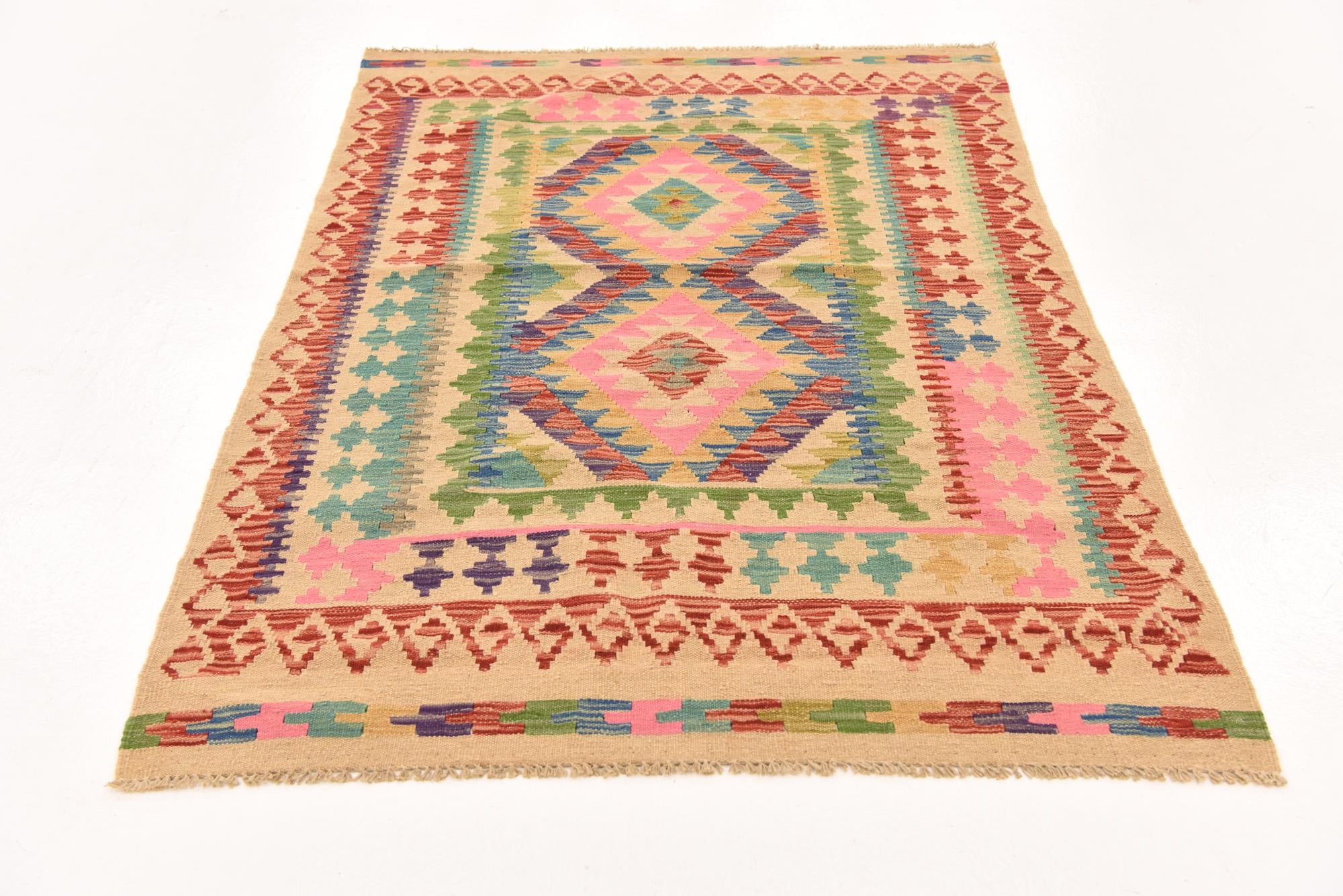 120cm x 170cm Tejido a mano Kilim Maymana Alfombra Lana