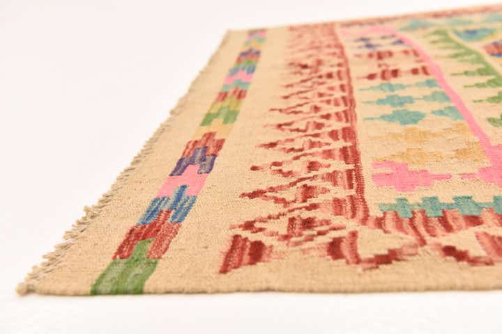 3' 11 x 5' 6 Hand Woven Kilim Maymana Wool Rug