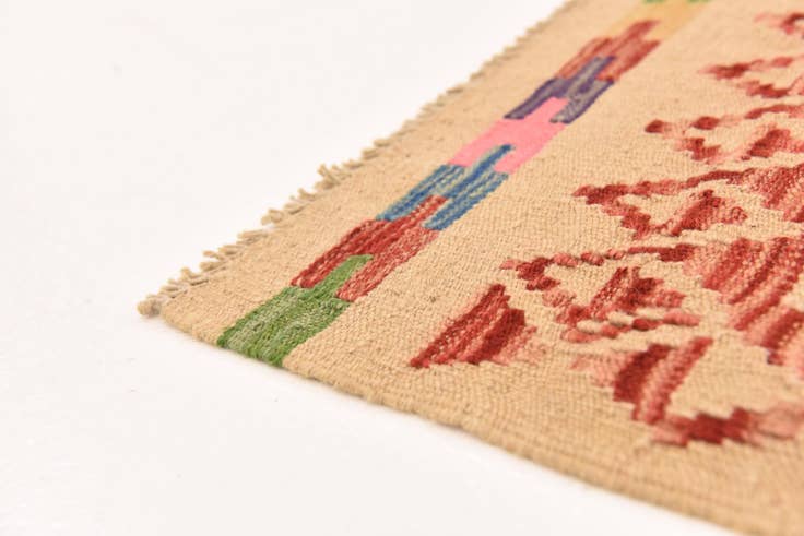 Detail image of 3' 11 x 5' 6 Hand Woven Kilim Maymana Wool Rug