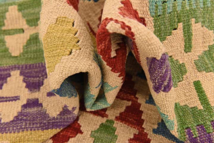 3' 11 x 5' 10 Hand Woven Kilim Maymana Wool Rug