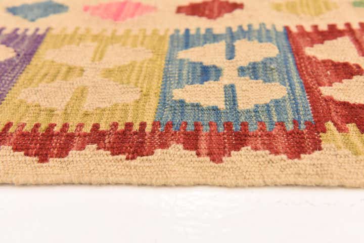 3' 11 x 5' 10 Hand Woven Kilim Maymana Wool Rug