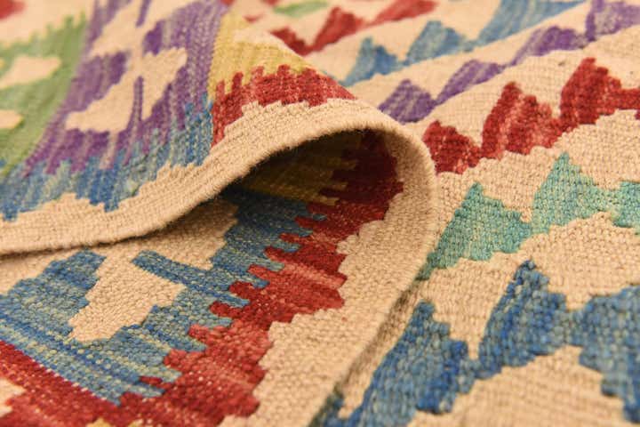 3' 11 x 5' 10 Hand Woven Kilim Maymana Wool Rug