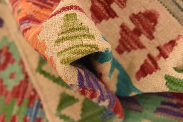 3' 8 x 5' 9 Hand Woven Kilim Maymana Wool Rug