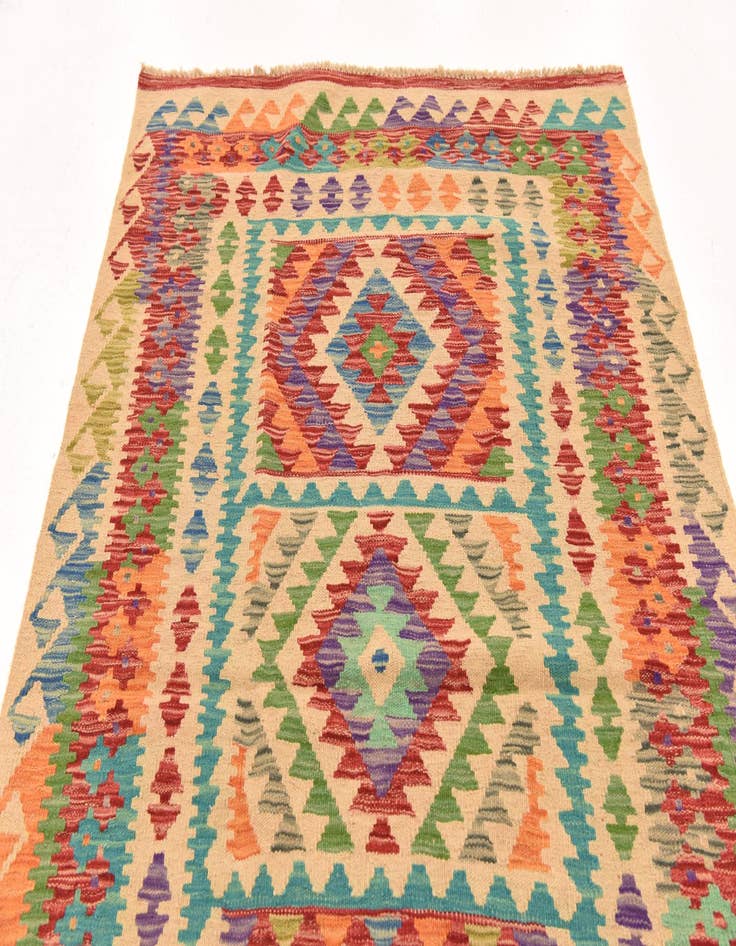 Detail image of 3' 8 x 5' 9 Hand Woven Kilim Maymana Wool Rug