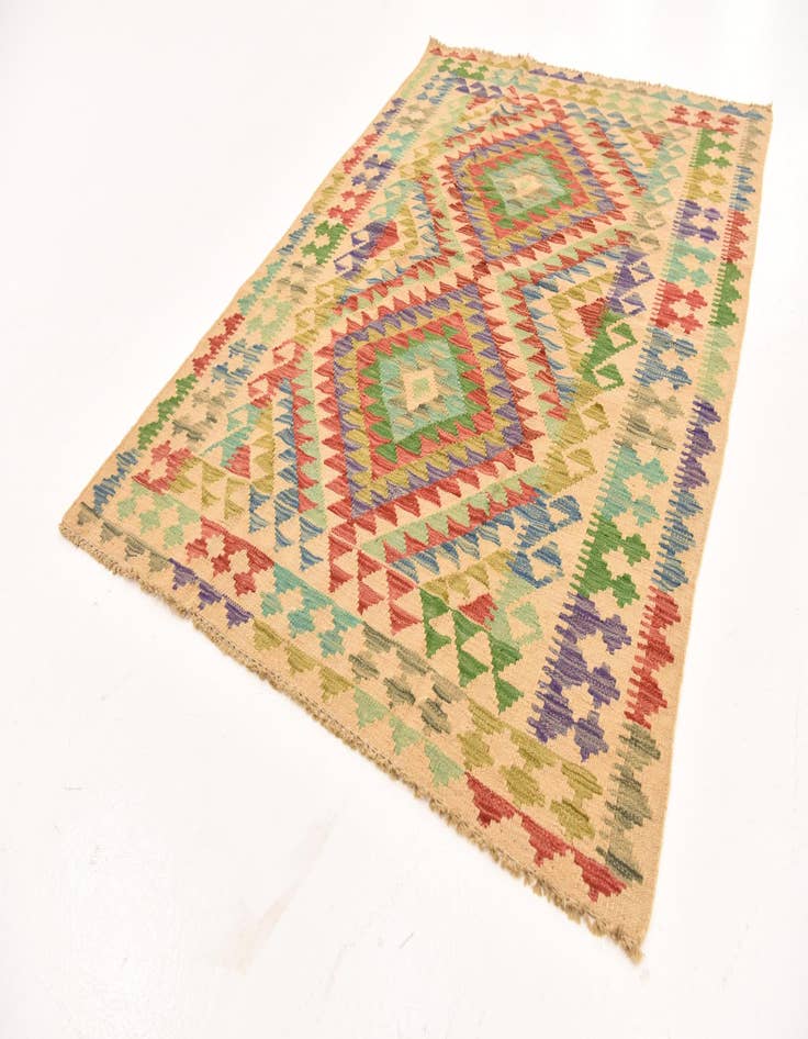 Detail image of 4' x 5' 8  Hand Woven Kilim Maymana Wool Rug