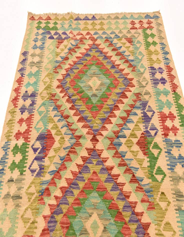 Detail image of 4' x 5' 8  Hand Woven Kilim Maymana Wool Rug