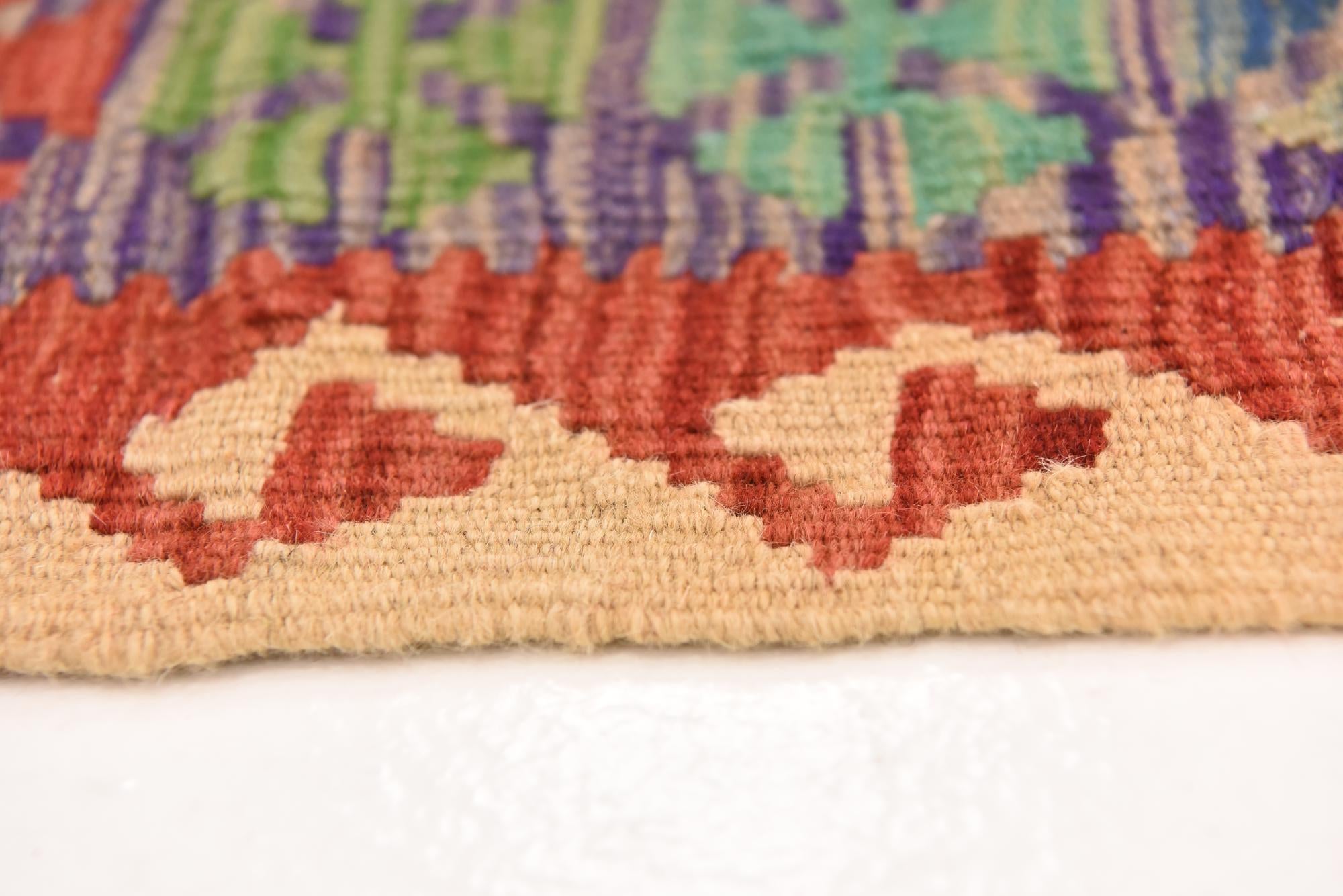 3' 4 x 4' 11 Hand Woven Kilim Maymana Wool Rug