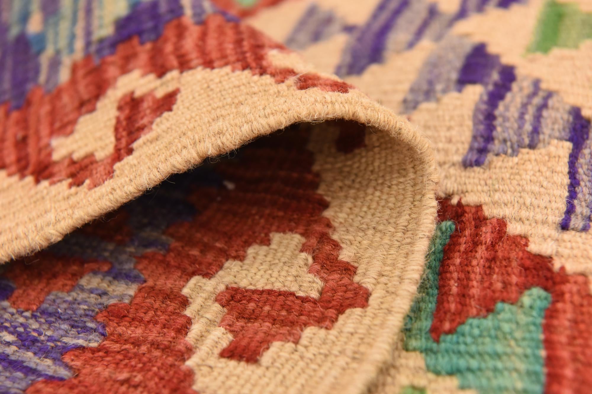 3' 4 x 4' 11 Hand Woven Kilim Maymana Wool Rug
