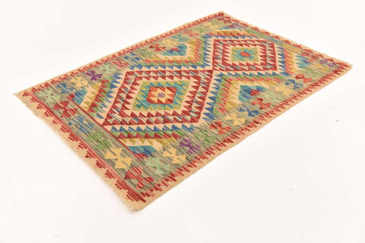 2' 10 x 4' Hand Woven Kilim Maymana Wool Rug