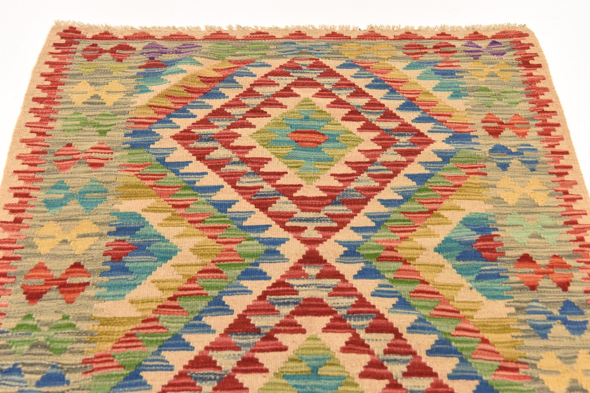 85cm x 120cm Tejido a mano Kilim Maymana Alfombra Lana