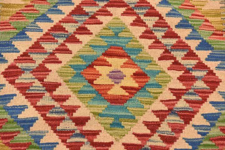 2' 10 x 4' Hand Woven Kilim Maymana Wool Rug