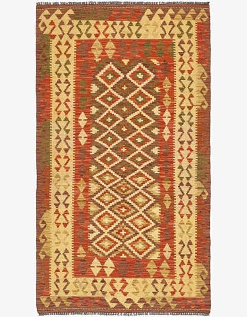 3' 4 x 6' Hand Woven Kilim Maymana Wool Rug