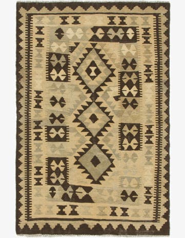 3' 2 x 4' 10 Hand Woven Kilim Maymana Wool Rug