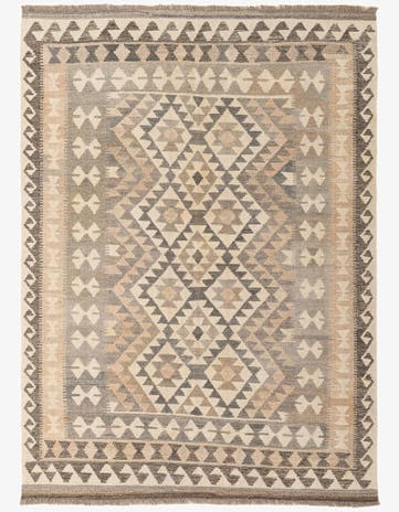 4' 11 x 6' 9 Hand Woven Kilim Maymana Wool Rug