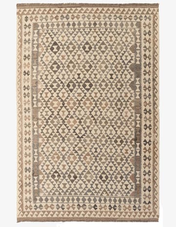 6' 7 x 10' Hand Woven Kilim Maymana Wool Rug
