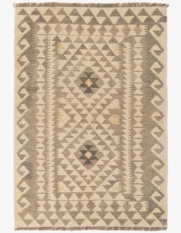 3' 4 x 5' Hand Woven Kilim Maymana Wool Rug
