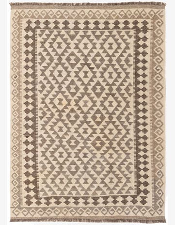 4' 1 x 5' 10 Hand Woven Kilim Maymana Wool Rug