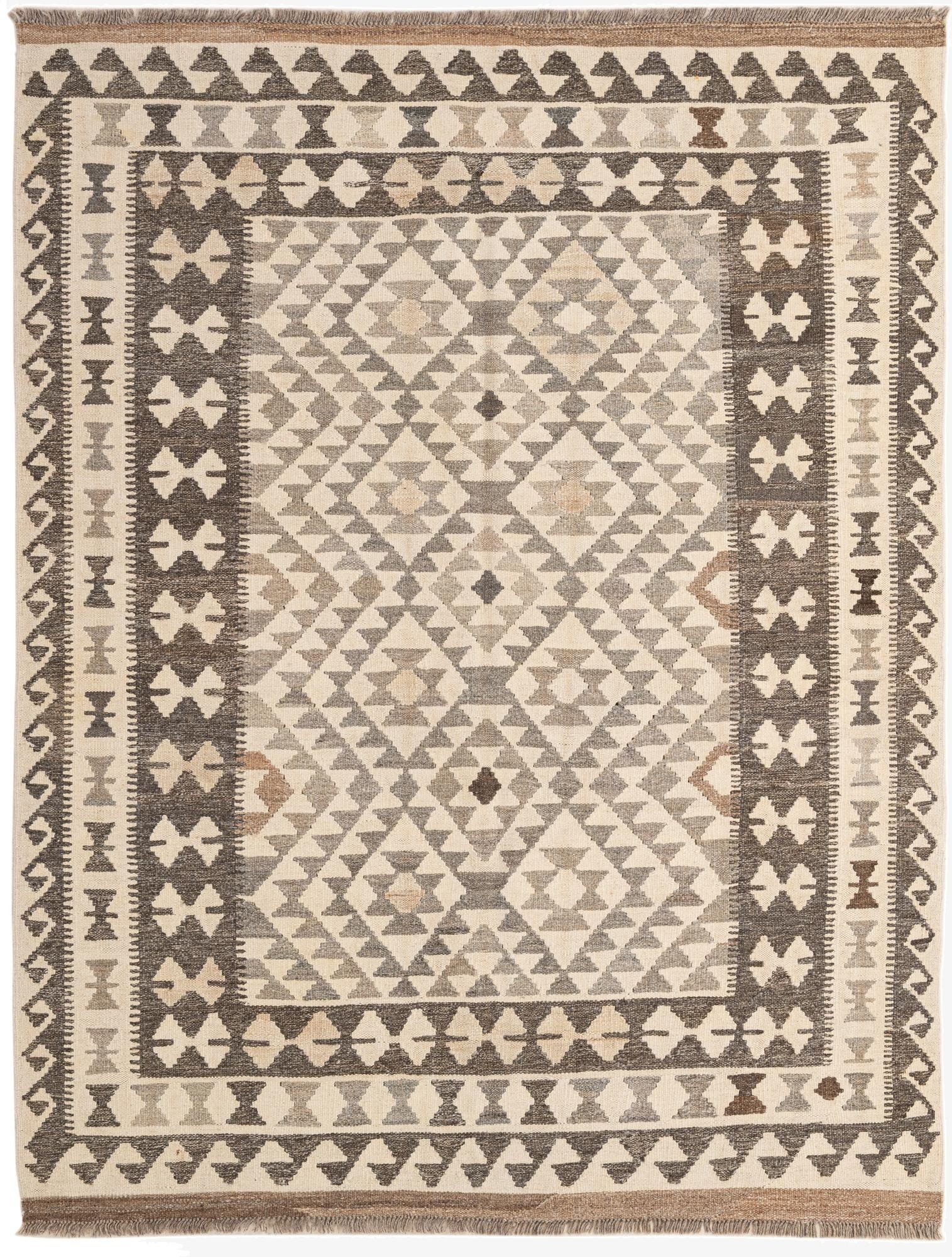 5' x 6' 7  Hand Woven Kilim Maymana Wool Rug