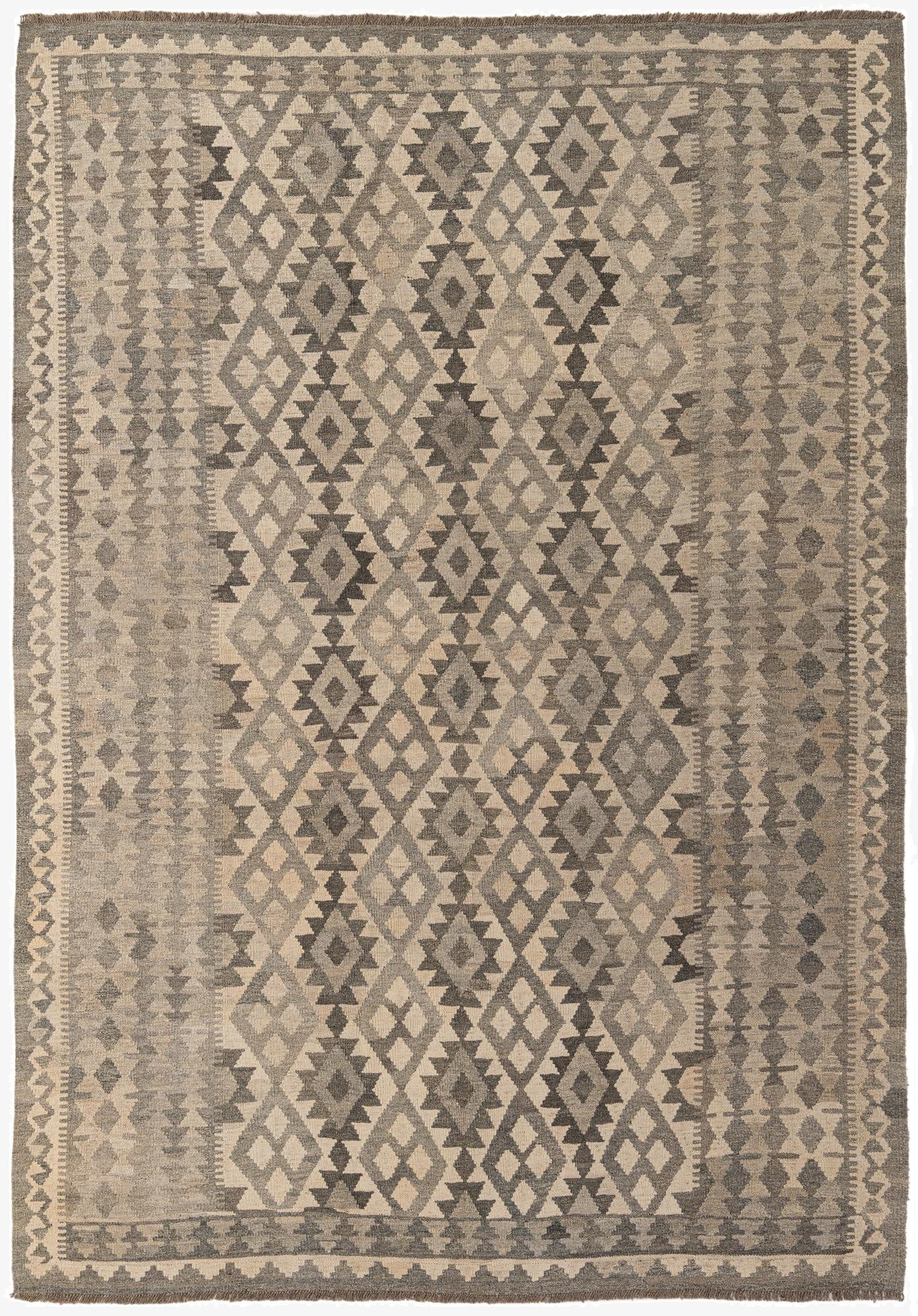 6' 9 x 9' 7  Hand Woven Kilim Maymana Wool Rug