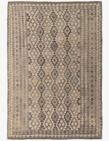6' 9 x 9' 7 Hand Woven Kilim Maymana Wool Rug