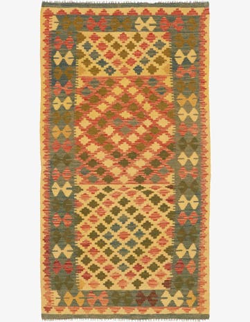 3' 3 x 6' 6 Hand Woven Kilim Maymana Wool Rug