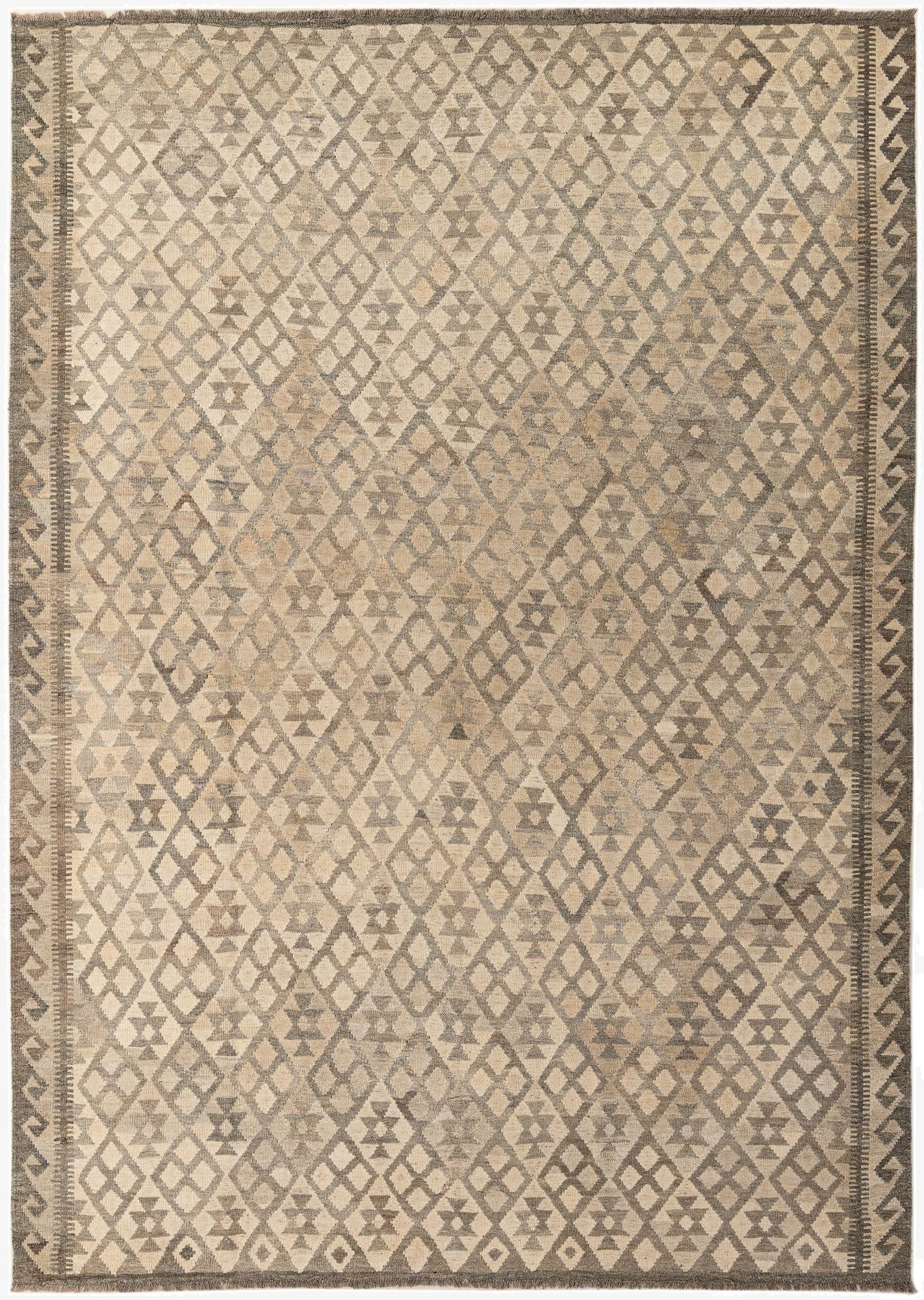 7' 2 x 9' 11  Hand Woven Kilim Maymana Wool Rug