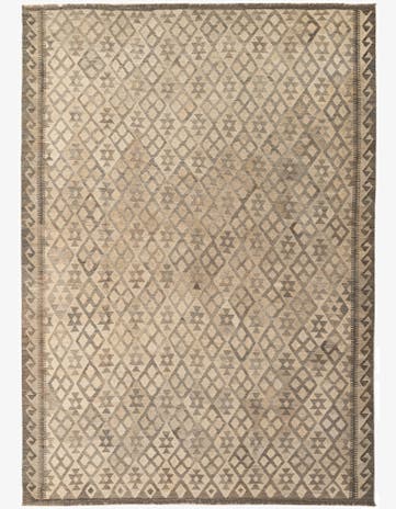 7' 2 x 9' 11 Hand Woven Kilim Maymana Wool Rug
