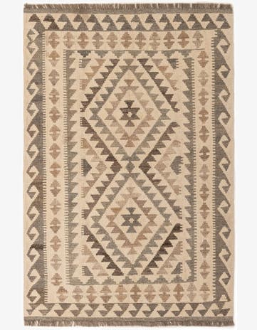 3' 7 x 5' 2 Hand Woven Kilim Maymana Wool Rug