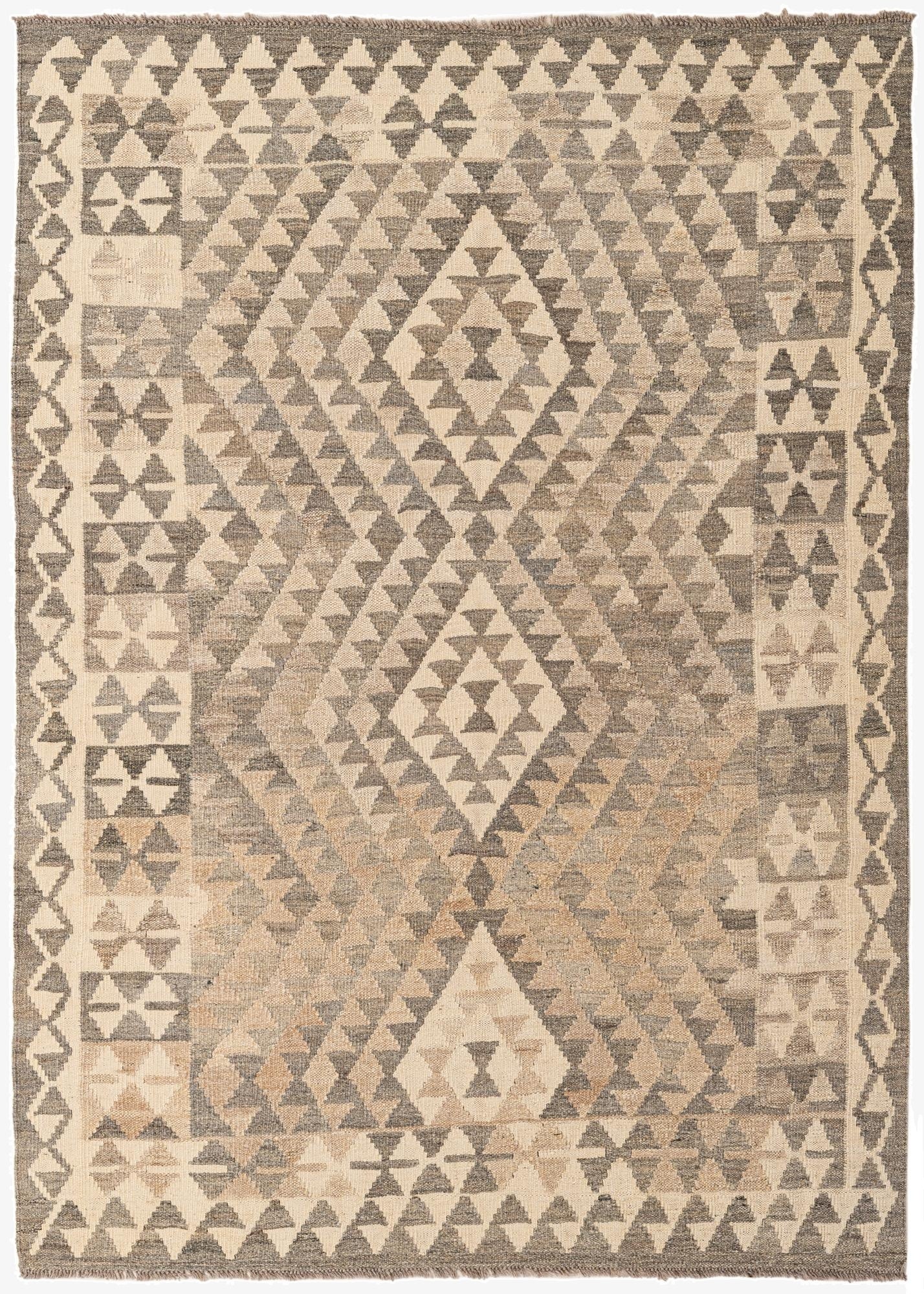 4' x 5' 8  Hand Woven Kilim Maymana Wool Rug