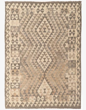 4' x 5' 8 Hand Woven Kilim Maymana Wool Rug