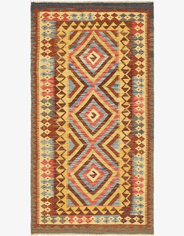 3' 4 x 6' 5 Hand Woven Kilim Maymana Wool Rug