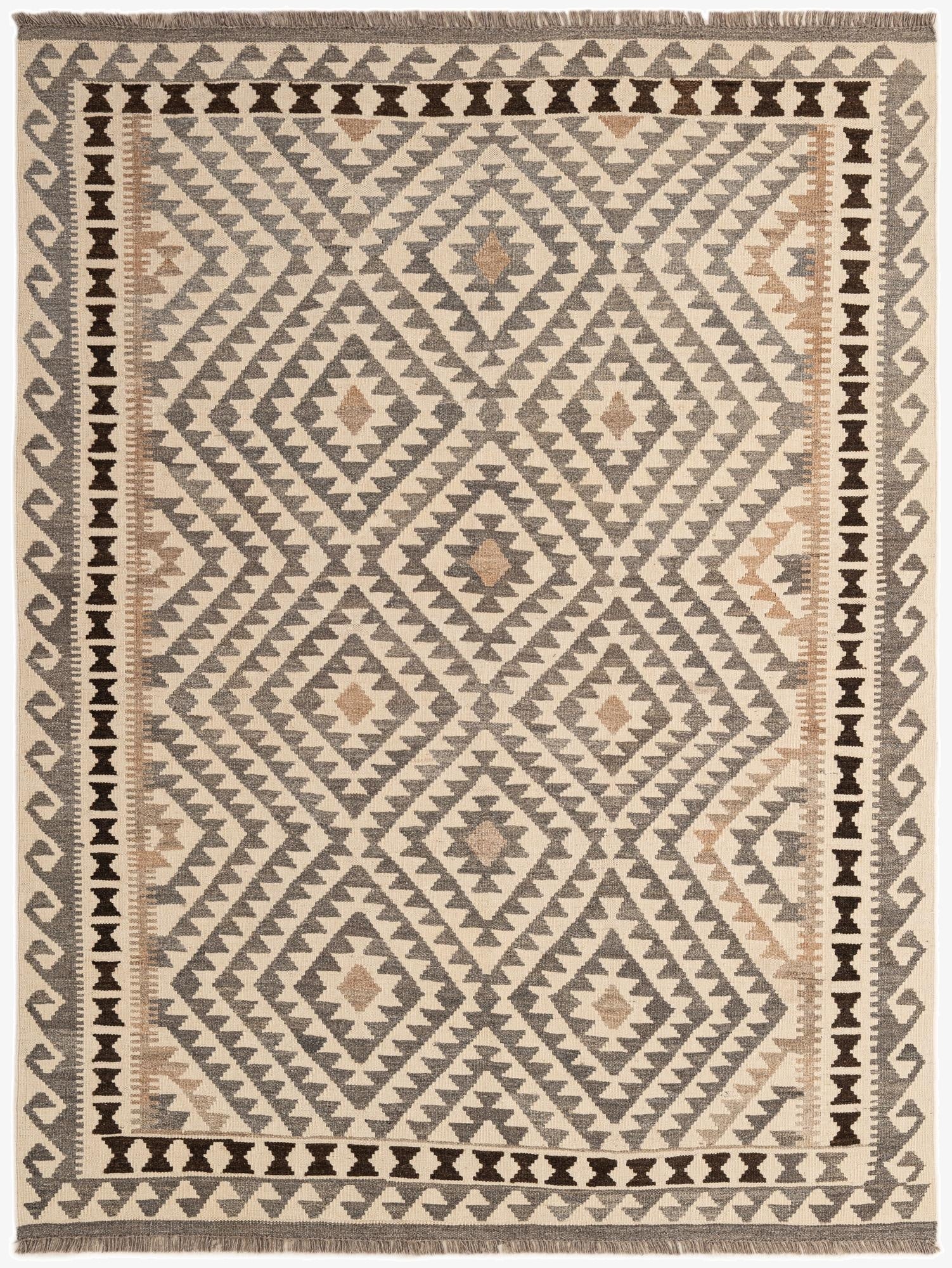 5' 3 x 6' 8  Hand Woven Kilim Maymana Wool Rug