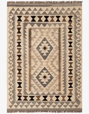 3' 6 x 4' 11 Hand Woven Kilim Maymana Wool Rug