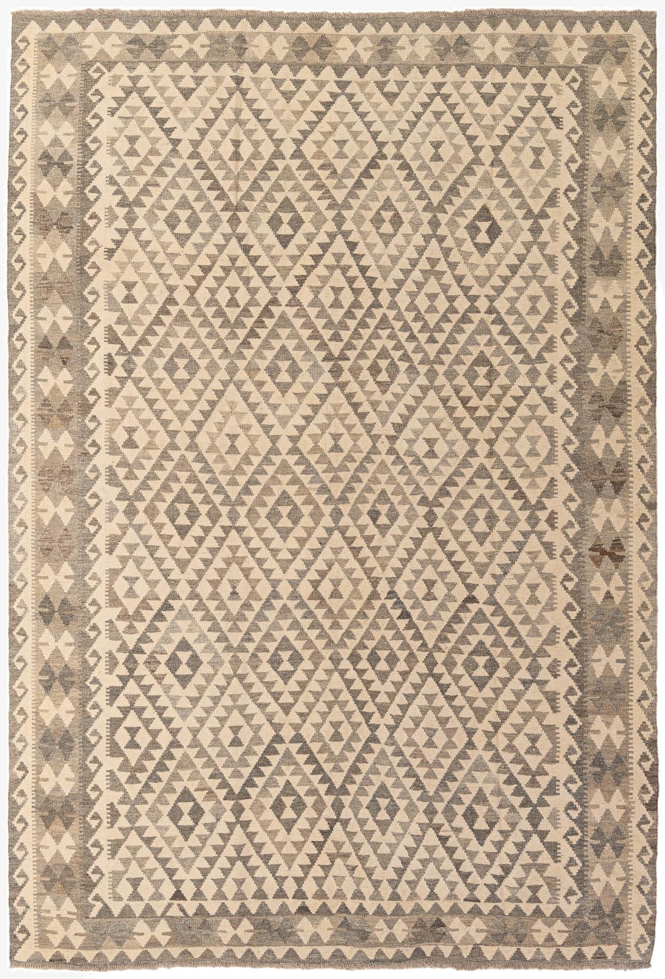 6' 10 x 9' 10  Hand Woven Kilim Maymana Wool Rug